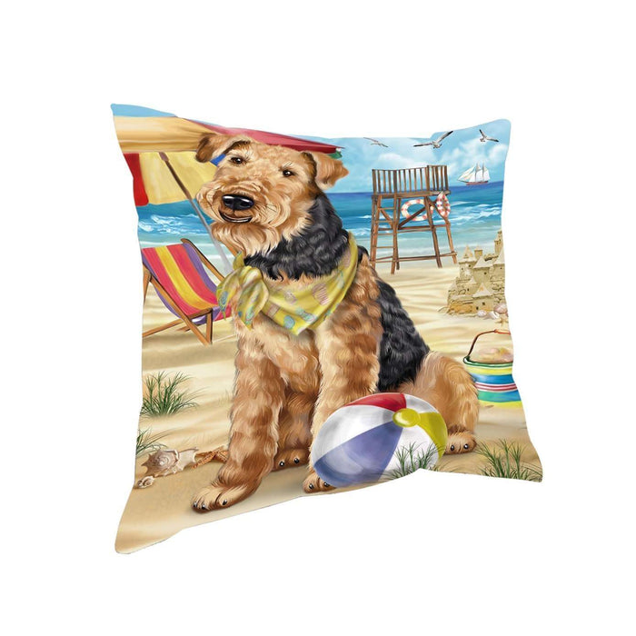 Pet Friendly Beach Airedale Terrier Dog Pillow PIL50268