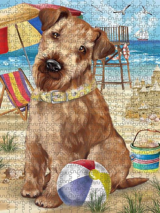 Pet Friendly Beach Airedale Terrier Dog Puzzle with Photo Tin PUZL49506