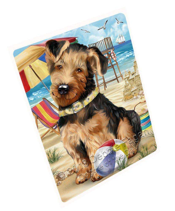 Pet Friendly Beach Airedale Terrier Dog Tempered Cutting Board C49491