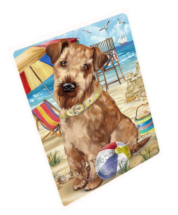 Pet Friendly Beach Airedale Terrier Dog Tempered Cutting Board C49494