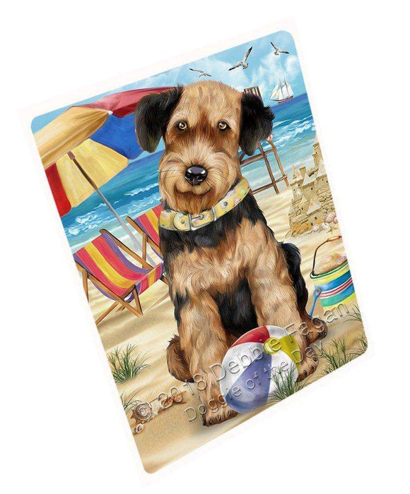 Pet Friendly Beach Airedale Terrier Dog Tempered Cutting Board C49497