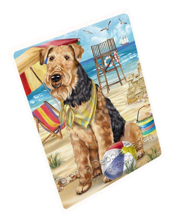 Pet Friendly Beach Airedale Terrier Dog Tempered Cutting Board C49503