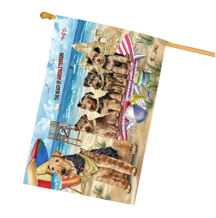 Pet Friendly Beach Airedale Terriers Dog House Flag FLG48563