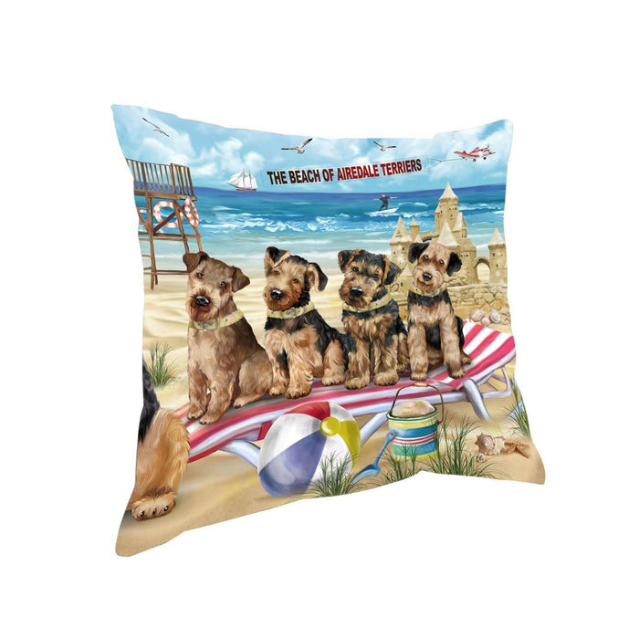 Pet Friendly Beach Airedale Terriers Dog Pillow PIL50248