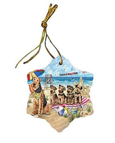 Pet Friendly Beach Airedale Terriers Dog Star Porcelain Ornament SPOR48590