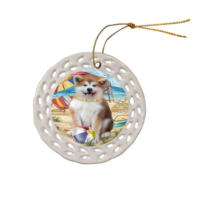 Pet Friendly Beach Akita Dog Ceramic Doily Ornament DPOR49948
