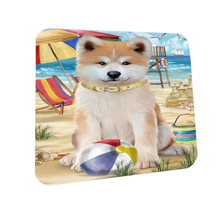 Pet Friendly Beach Akita Dog Coasters Set of 4 CST49904