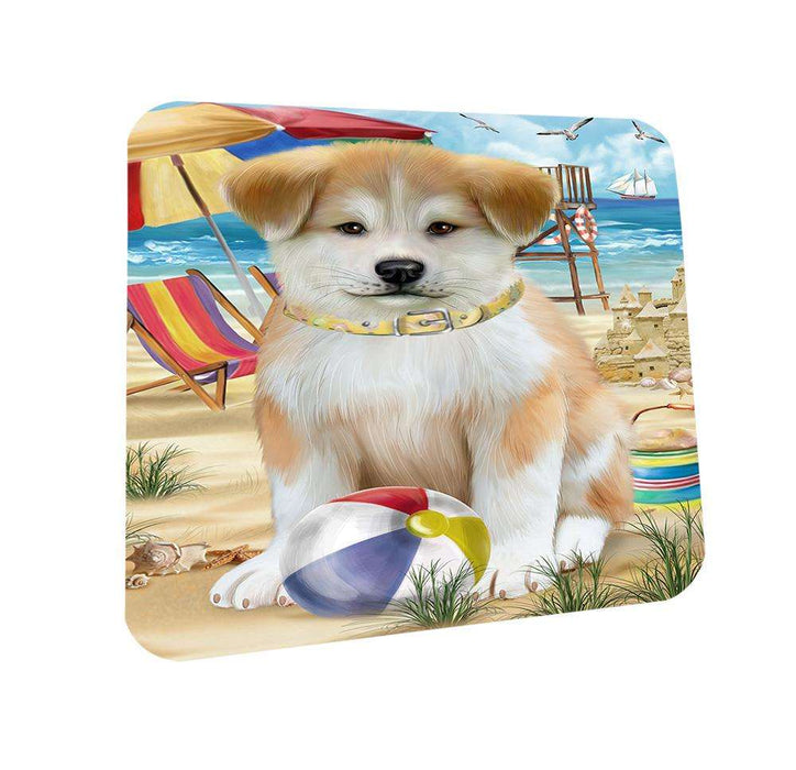 Pet Friendly Beach Akita Dog Coasters Set of 4 CST49905
