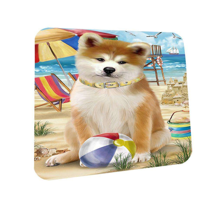 Pet Friendly Beach Akita Dog Coasters Set of 4 CST49906