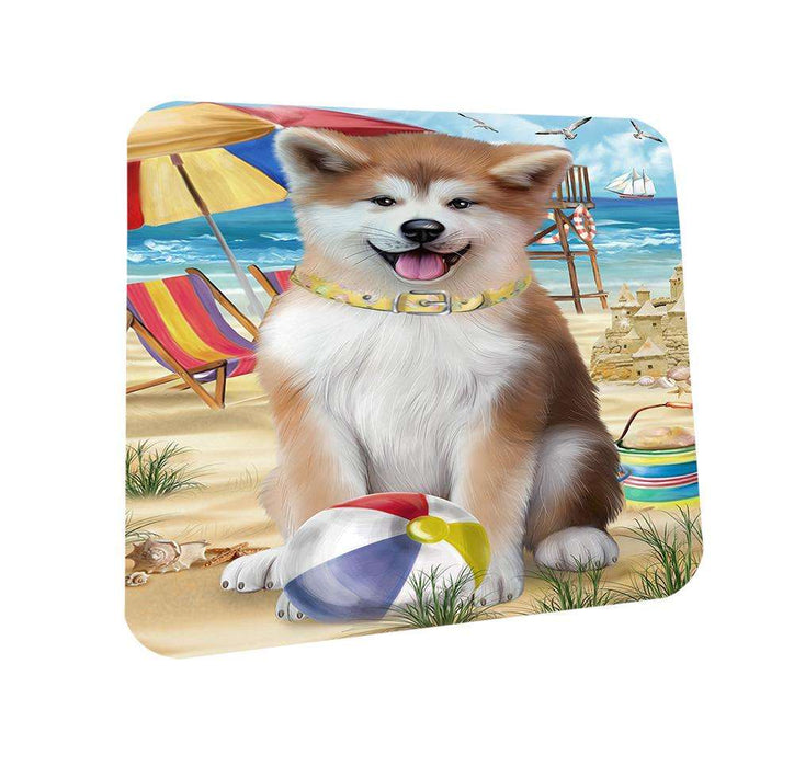 Pet Friendly Beach Akita Dog Coasters Set of 4 CST49907