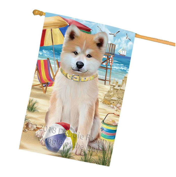 Pet Friendly Beach Akita Dog House Flag FLG49910
