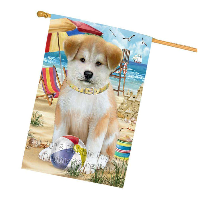Pet Friendly Beach Akita Dog House Flag FLG49911