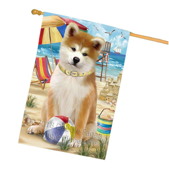 Pet Friendly Beach Akita Dog House Flag FLG49912
