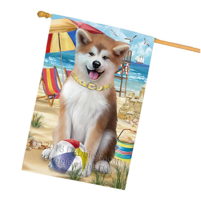 Pet Friendly Beach Akita Dog House Flag FLG49913