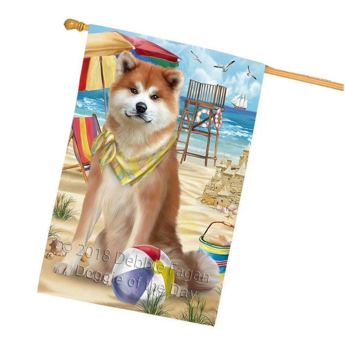 Pet Friendly Beach Akita Dog House Flag FLG49914
