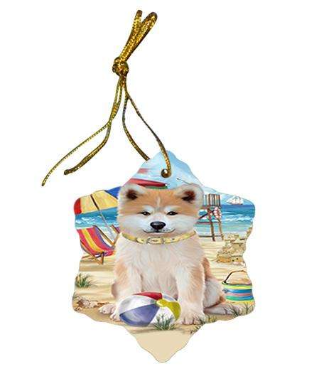 Pet Friendly Beach Akita Dog Star Porcelain Ornament SPOR49937