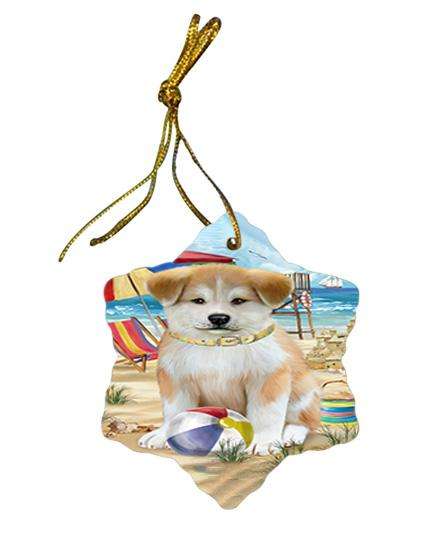 Pet Friendly Beach Akita Dog Star Porcelain Ornament SPOR49938