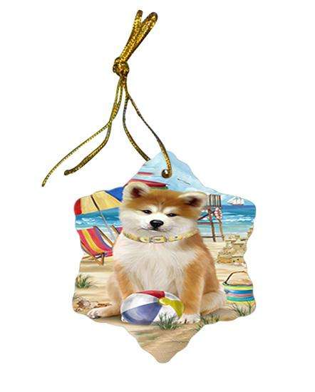 Pet Friendly Beach Akita Dog Star Porcelain Ornament SPOR49939