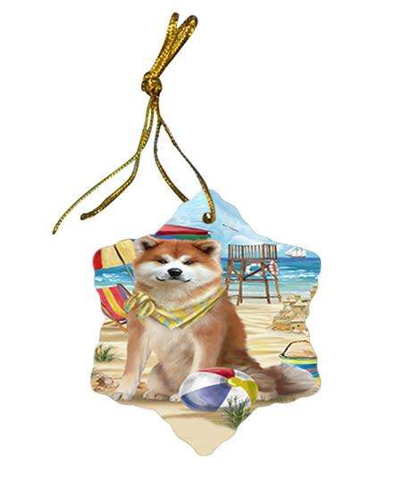 Pet Friendly Beach Akita Dog Star Porcelain Ornament SPOR49941