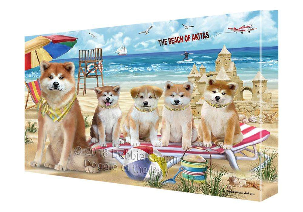Pet Friendly Beach Akitas Dog Canvas Wall Art CVS65248