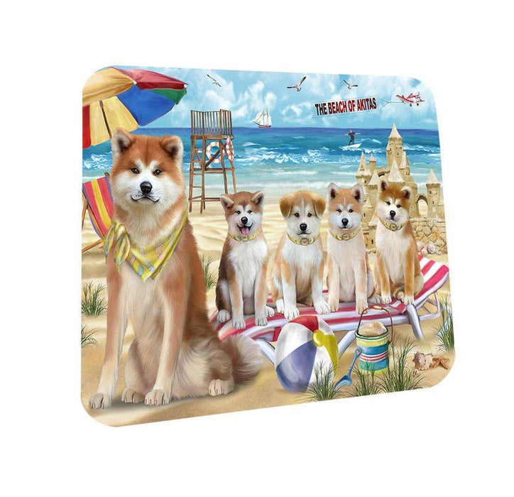 Pet Friendly Beach Akitas Dog Coasters Set of 4 CST49903