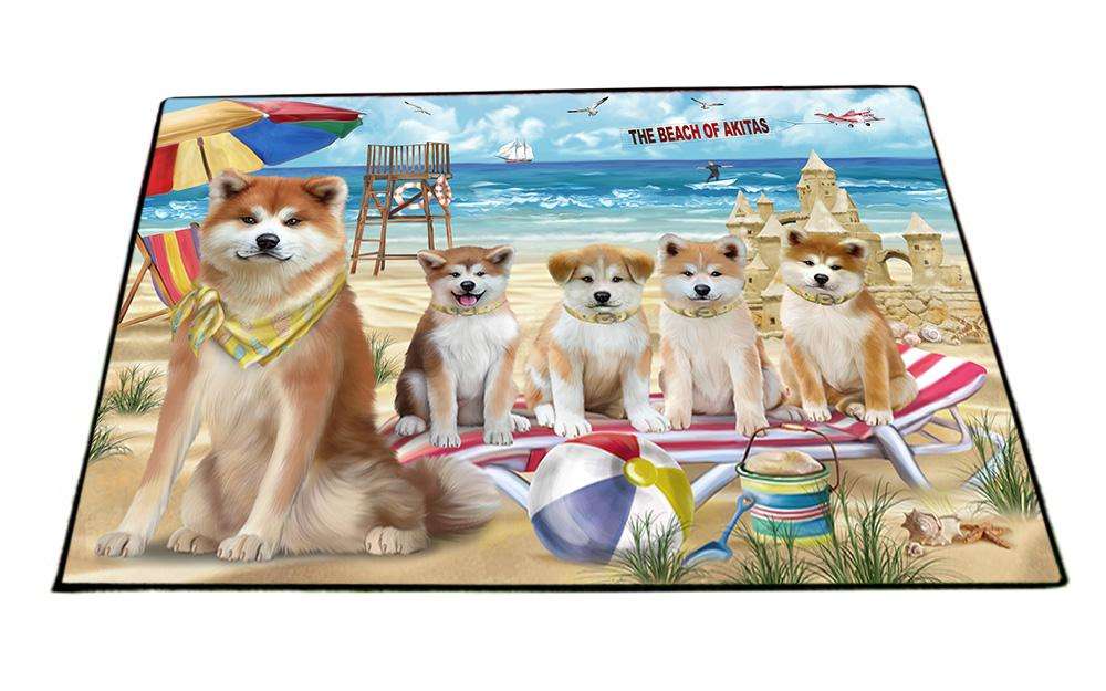 Pet Friendly Beach Akitas Dog  Floormat FLMS50211