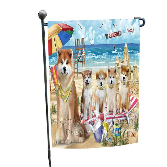 Pet Friendly Beach Akitas Dog Garden Flag GFLG49773
