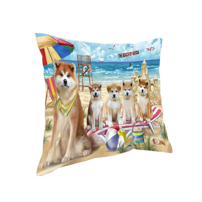 Pet Friendly Beach Akitas Dog Pillow PIL55632