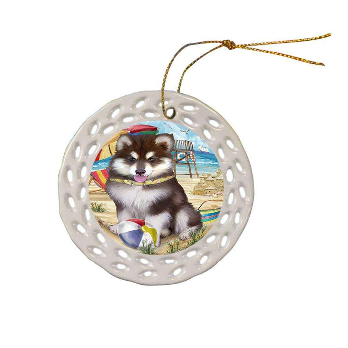 Pet Friendly Beach Alaskan Malamute Dog Ceramic Doily Ornament DPOR49951