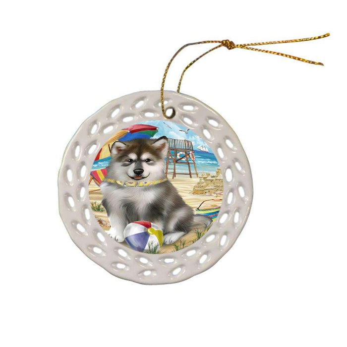 Pet Friendly Beach Alaskan Malamute Dog Ceramic Doily Ornament DPOR49952