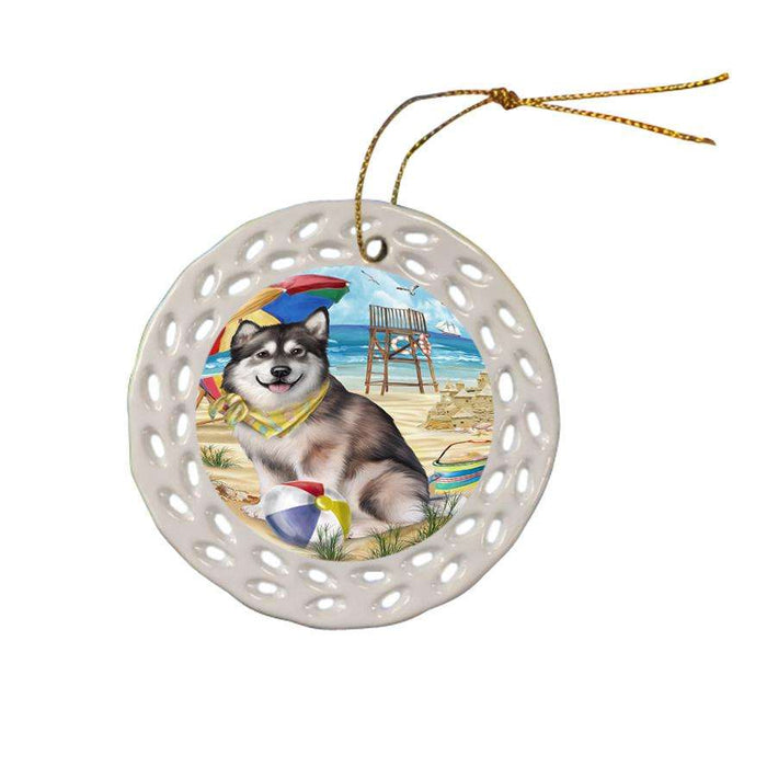 Pet Friendly Beach Alaskan Malamute Dog Ceramic Doily Ornament DPOR49955