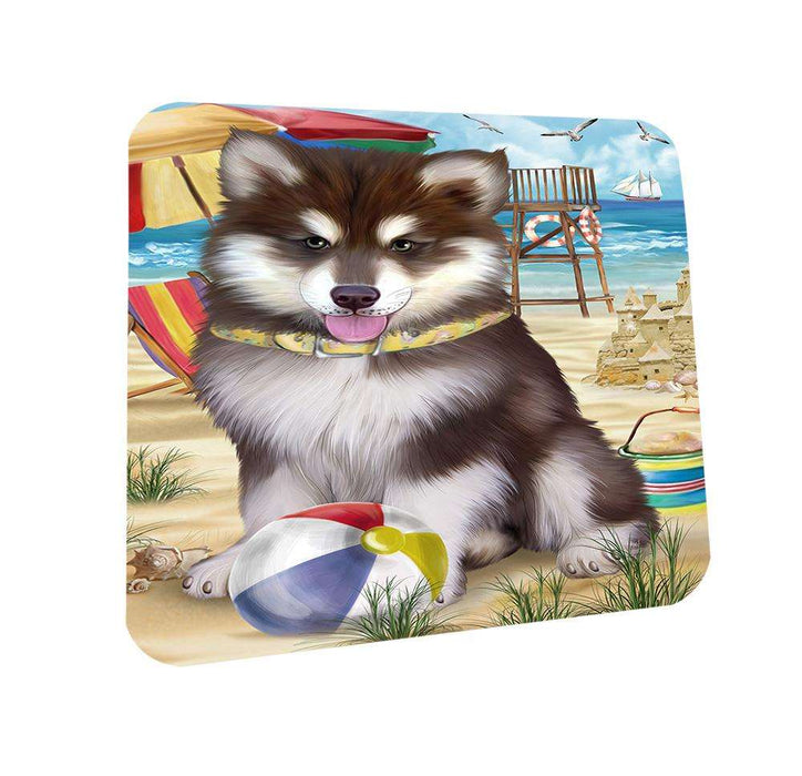 Pet Friendly Beach Alaskan Malamute Dog Coasters Set of 4 CST49910