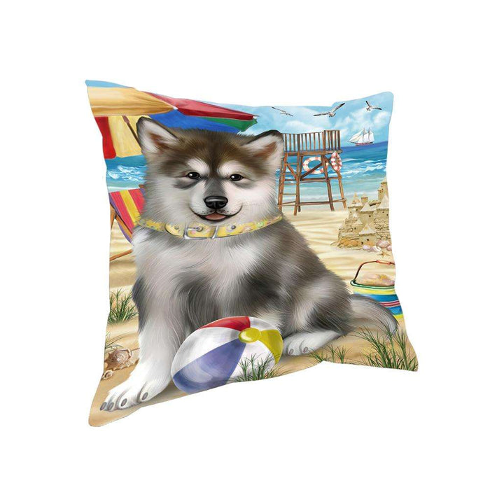 Pet Friendly Beach Alaskan Malamute Dog Pillow PIL55664