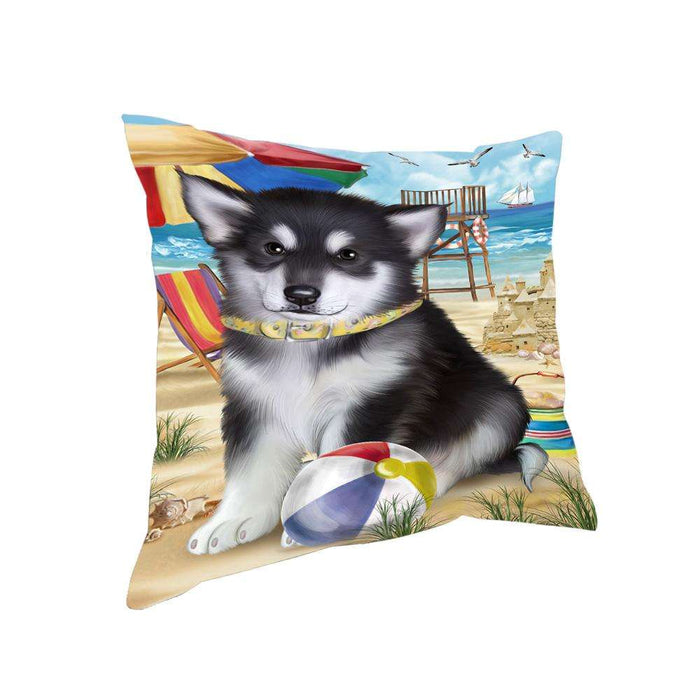 Pet Friendly Beach Alaskan Malamute Dog Pillow PIL55668