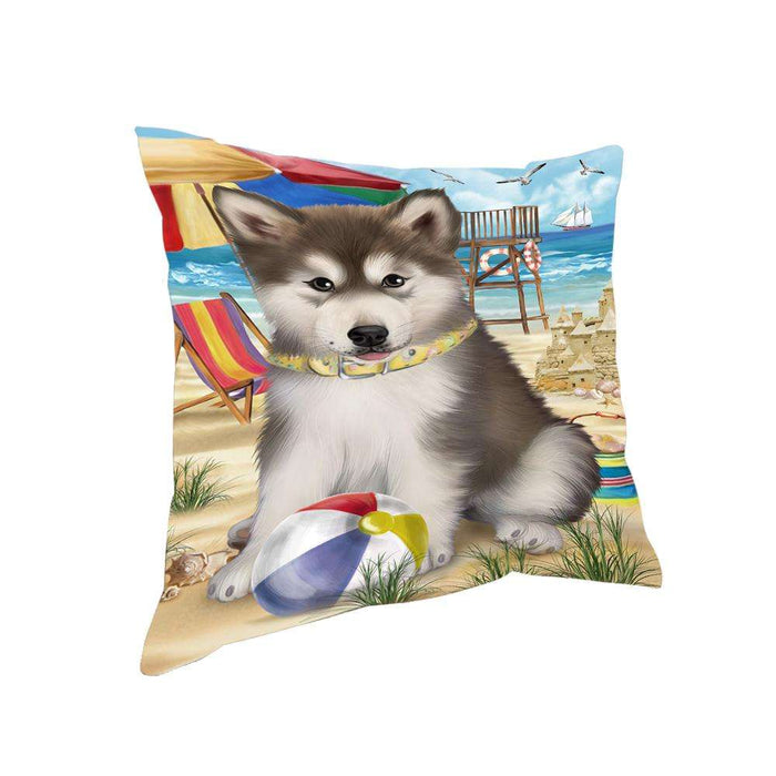 Pet Friendly Beach Alaskan Malamute Dog Pillow PIL55672