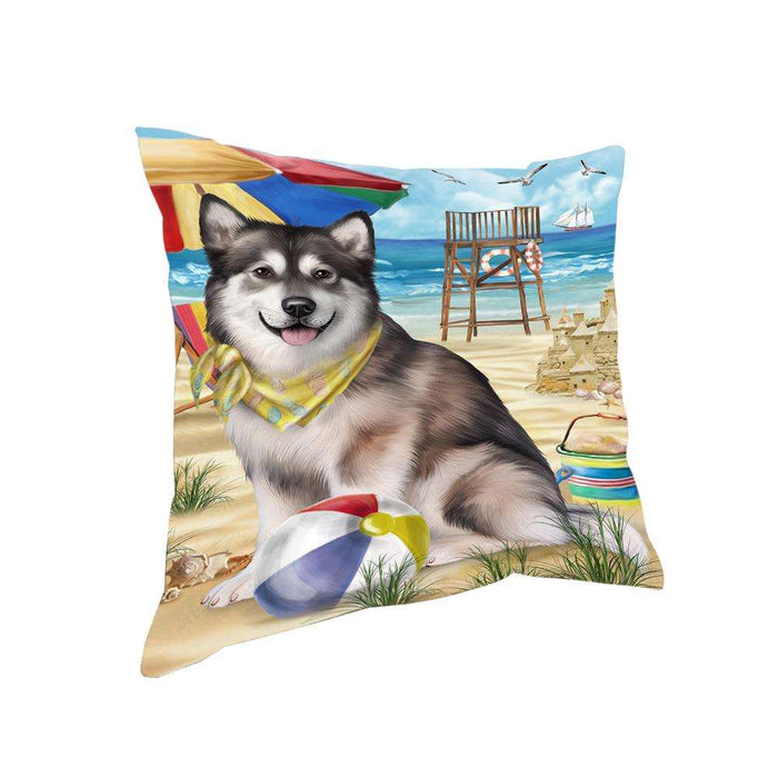 Pet Friendly Beach Alaskan Malamute Dog Pillow PIL55676