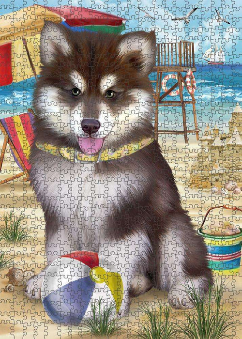 Pet Friendly Beach Alaskan Malamute Dog Puzzle with Photo Tin PUZL53559