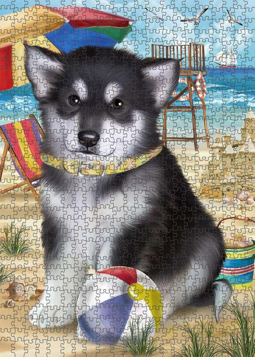 Pet Friendly Beach Alaskan Malamute Dog Puzzle with Photo Tin PUZL53565