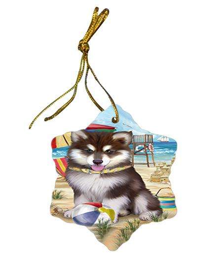 Pet Friendly Beach Alaskan Malamute Dog Star Porcelain Ornament SPOR49943