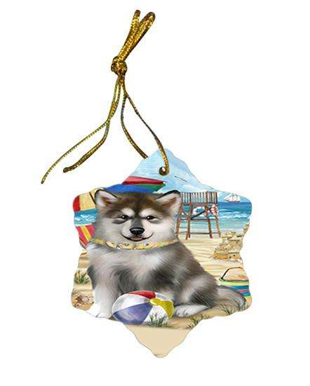 Pet Friendly Beach Alaskan Malamute Dog Star Porcelain Ornament SPOR49944