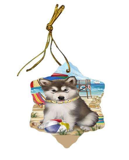 Pet Friendly Beach Alaskan Malamute Dog Star Porcelain Ornament SPOR49946