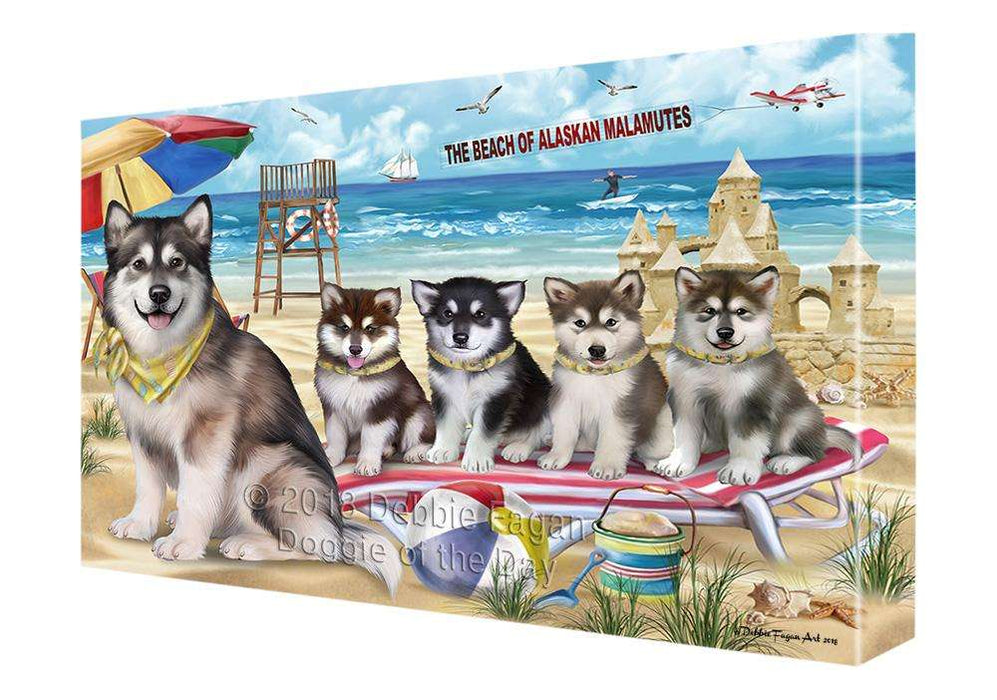 Pet Friendly Beach Alaskan Malamutes Dog Canvas Wall Art CVS65302