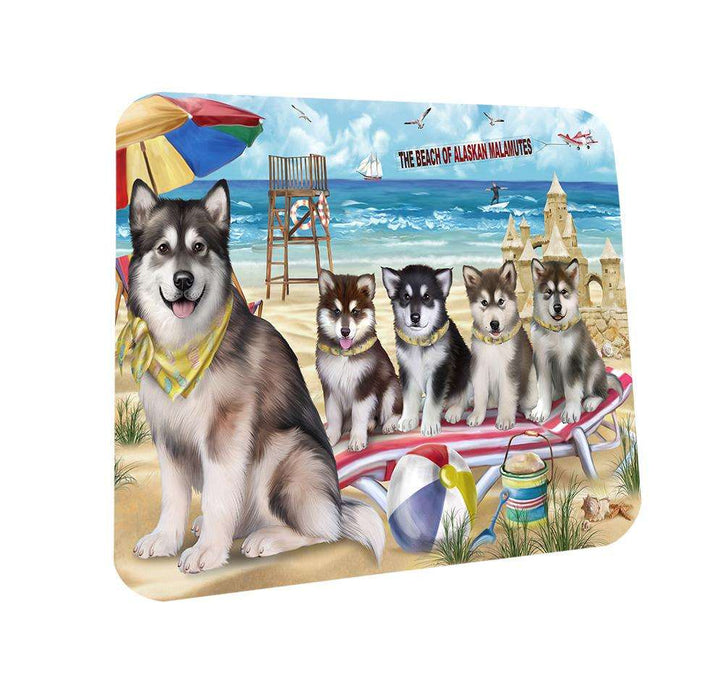 Pet Friendly Beach Alaskan Malamutes Dog Coasters Set of 4 CST49909