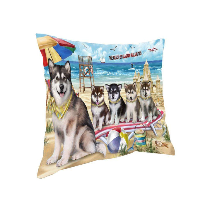 Pet Friendly Beach Alaskan Malamutes Dog Pillow PIL55656