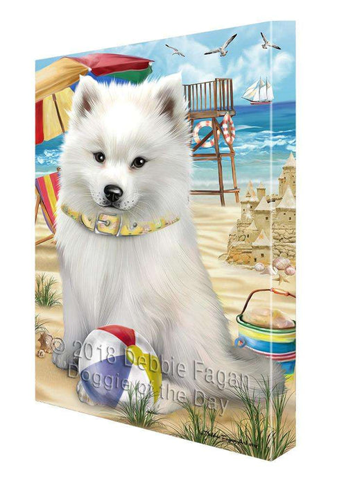 Pet Friendly Beach American Eskimo Dog Canvas Wall Art CVS65365