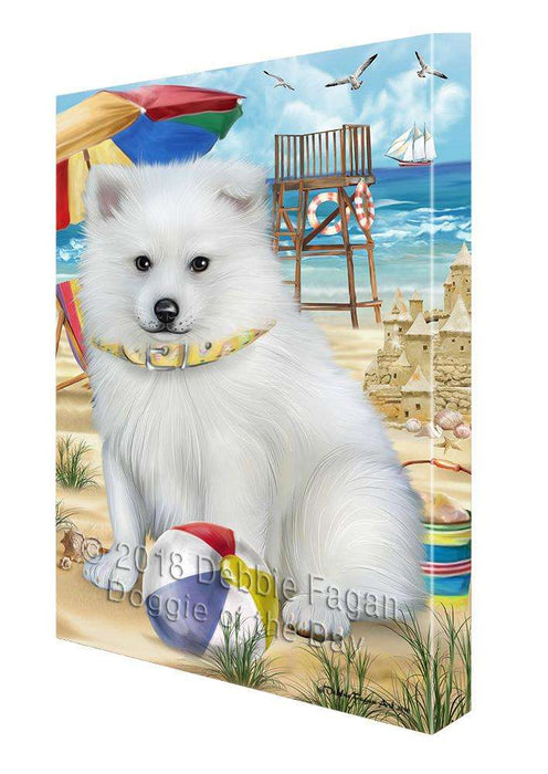 Pet Friendly Beach American Eskimo Dog Canvas Wall Art CVS65383