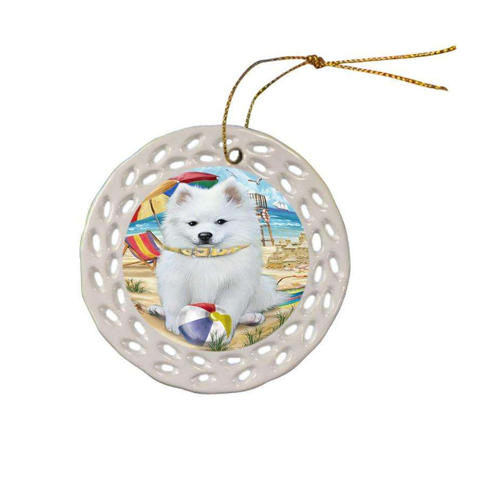 Pet Friendly Beach American Eskimo Dog Ceramic Doily Ornament DPOR49958