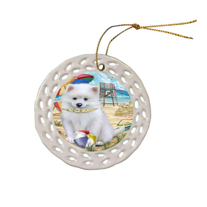 Pet Friendly Beach American Eskimo Dog Ceramic Doily Ornament DPOR49960