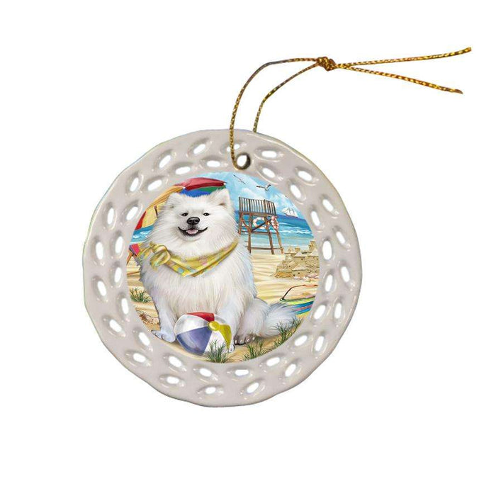 Pet Friendly Beach American Eskimo Dog Ceramic Doily Ornament DPOR49961