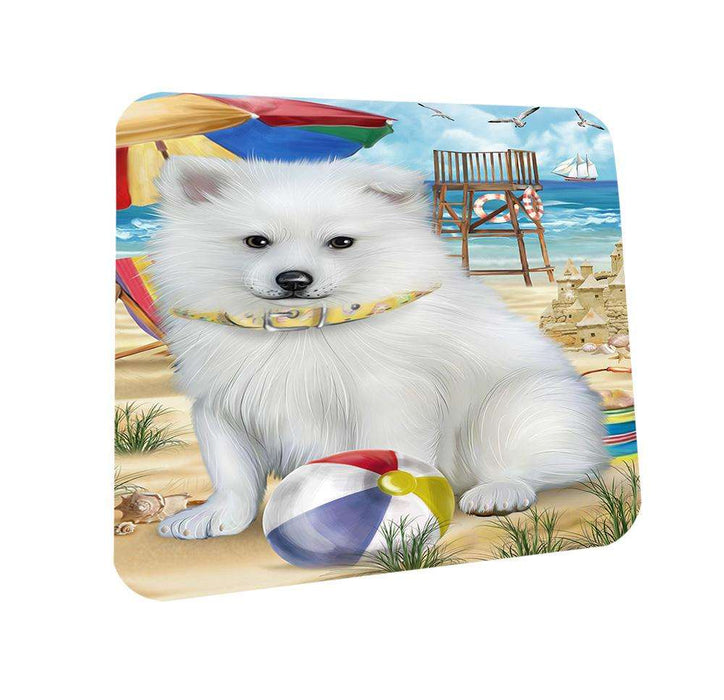 Pet Friendly Beach American Eskimo Dog Coasters Set of 4 CST49918